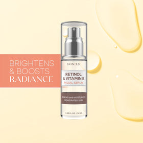 Skin 2.0 dropper with serum texture, highlights smooth hydrating consistency