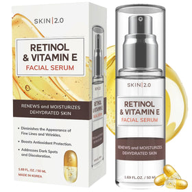 Skin 2.0 front packaging showing bottle and brand, conveys elegant protection