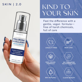 Skin 2.0 serum texture close-up highlighting lightweight, fast-absorbing consistency