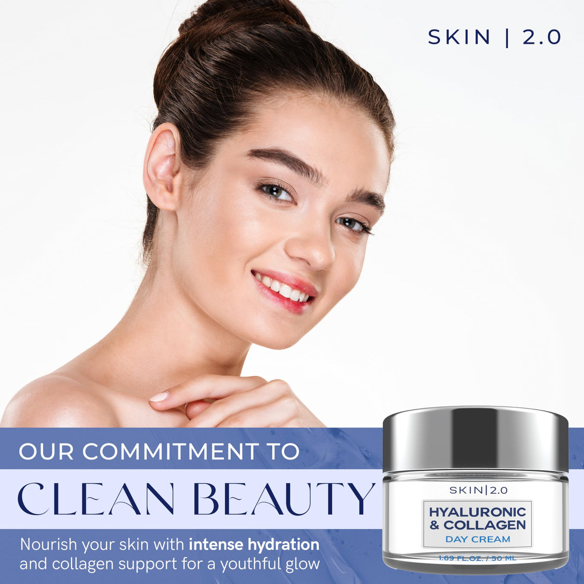 Skin 2.0 cream texture close-up showing smooth, hydrating consistency