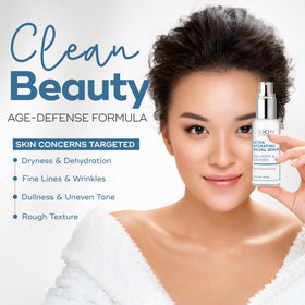 Skin Aesthetics before and after texture comparison showing smoother-looking skin benefit