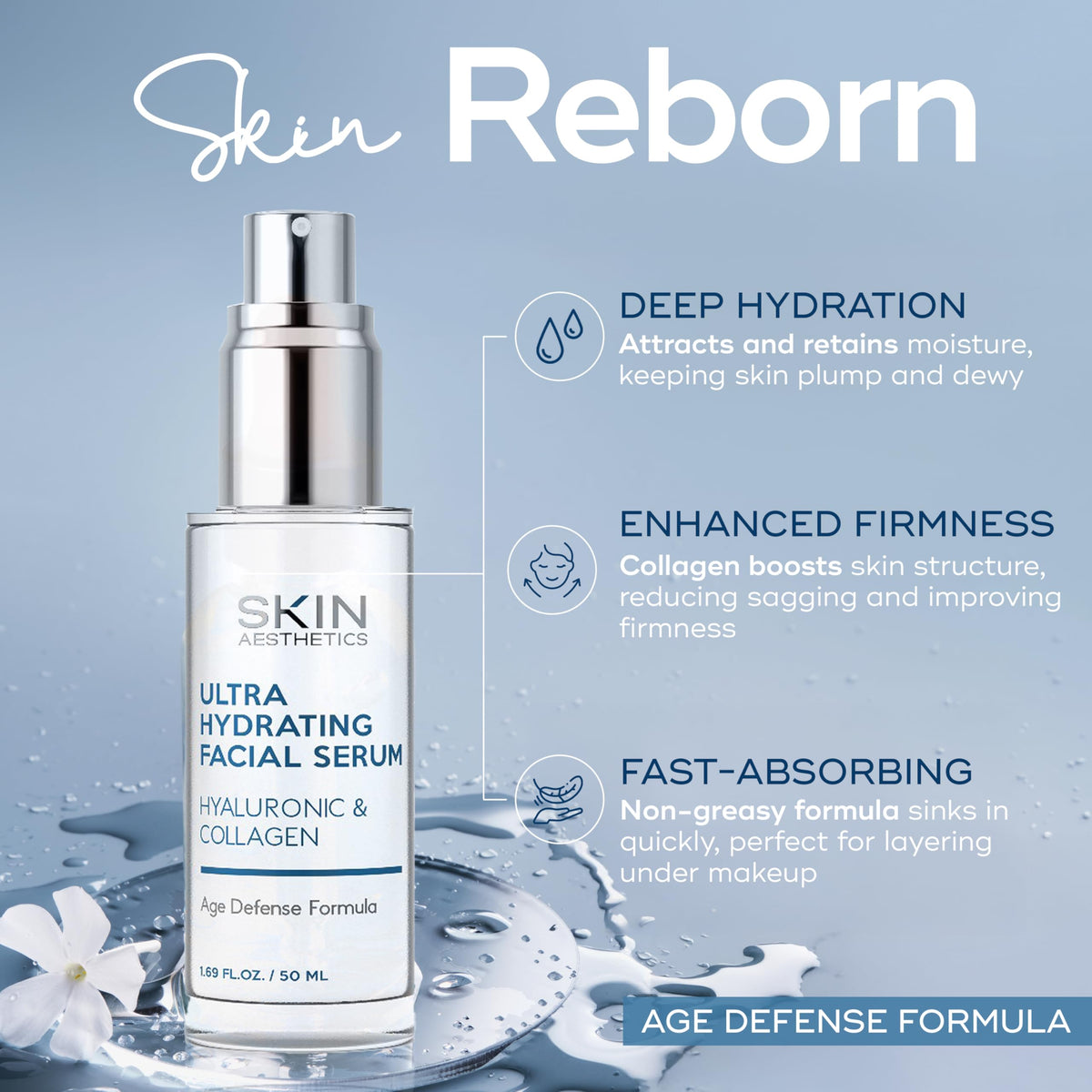 Skin Aesthetics dropper texture close-up highlighting lightweight serum absorption benefit
