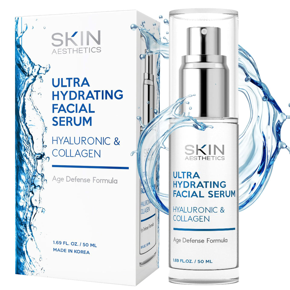 Skin Aesthetics front packaging showing bottle and logo with clean design benefit hydration
