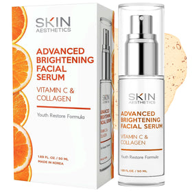 Skin Aesthetics front bottle showing product branding and brightening benefits