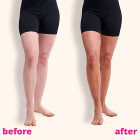 SKIN & TAN applied with tanning mitt for streak-free, even coverage benefit