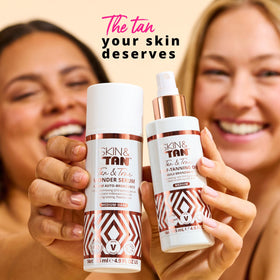 SKIN & TAN open cap droplet detail emphasizing concentrated nourishment