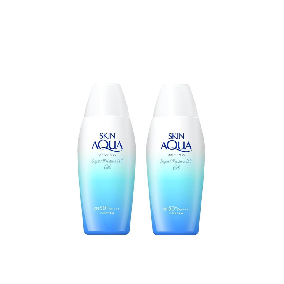 SKIN AQUA front packaging showing twin 110g tubes and SPF50+ benefit
