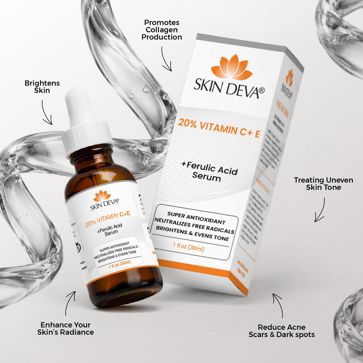 SKIN DEVA dropper dispensing serum indicating precise application control