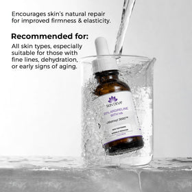 SKIN DEVA bottle next to ruler showing actual size and scale