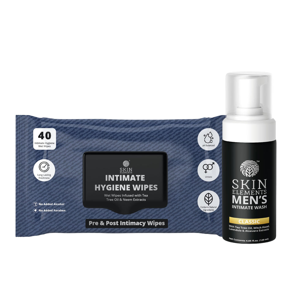 Skin Elements intimate foaming wash front packaging showing volume and label benefit
