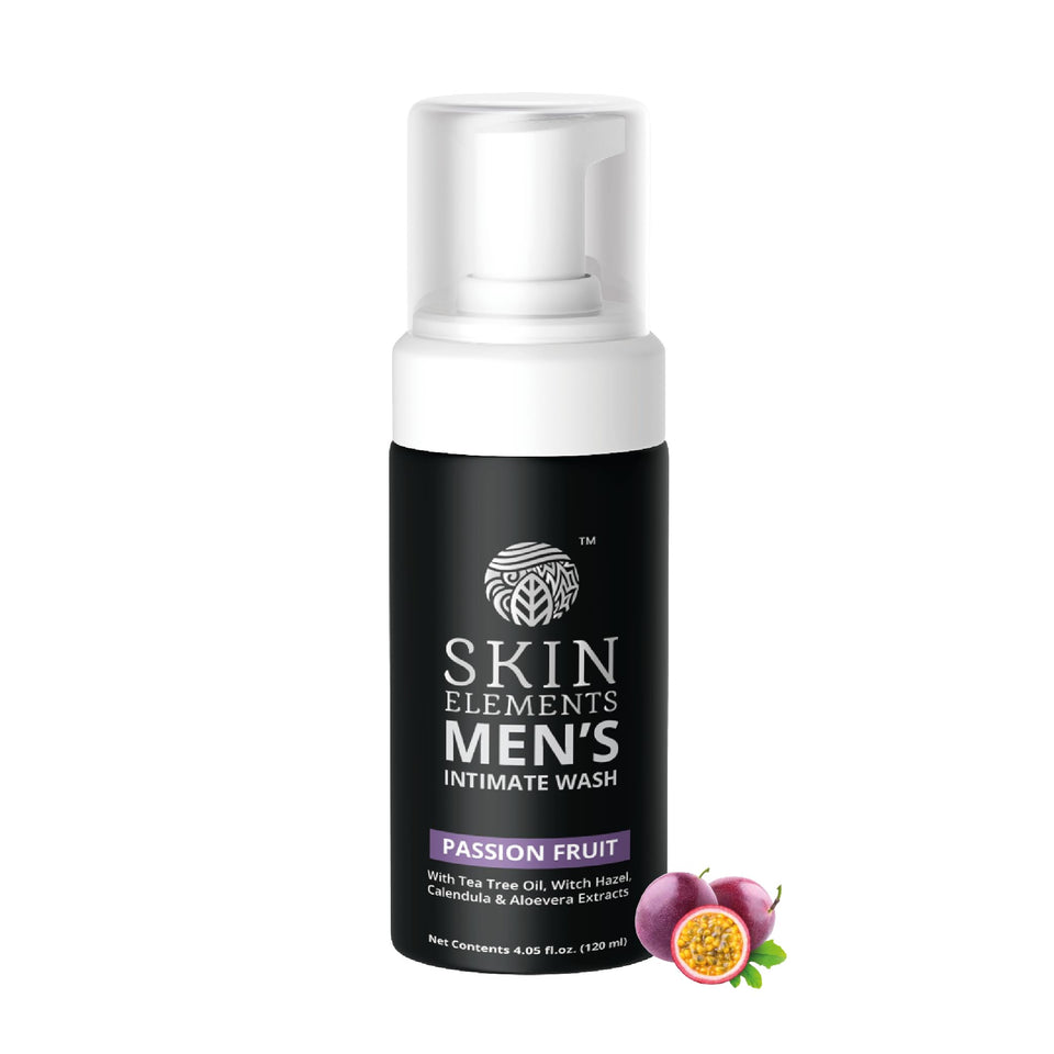 Skin Elements bottle front packaging showing passion fruit scent and benefits