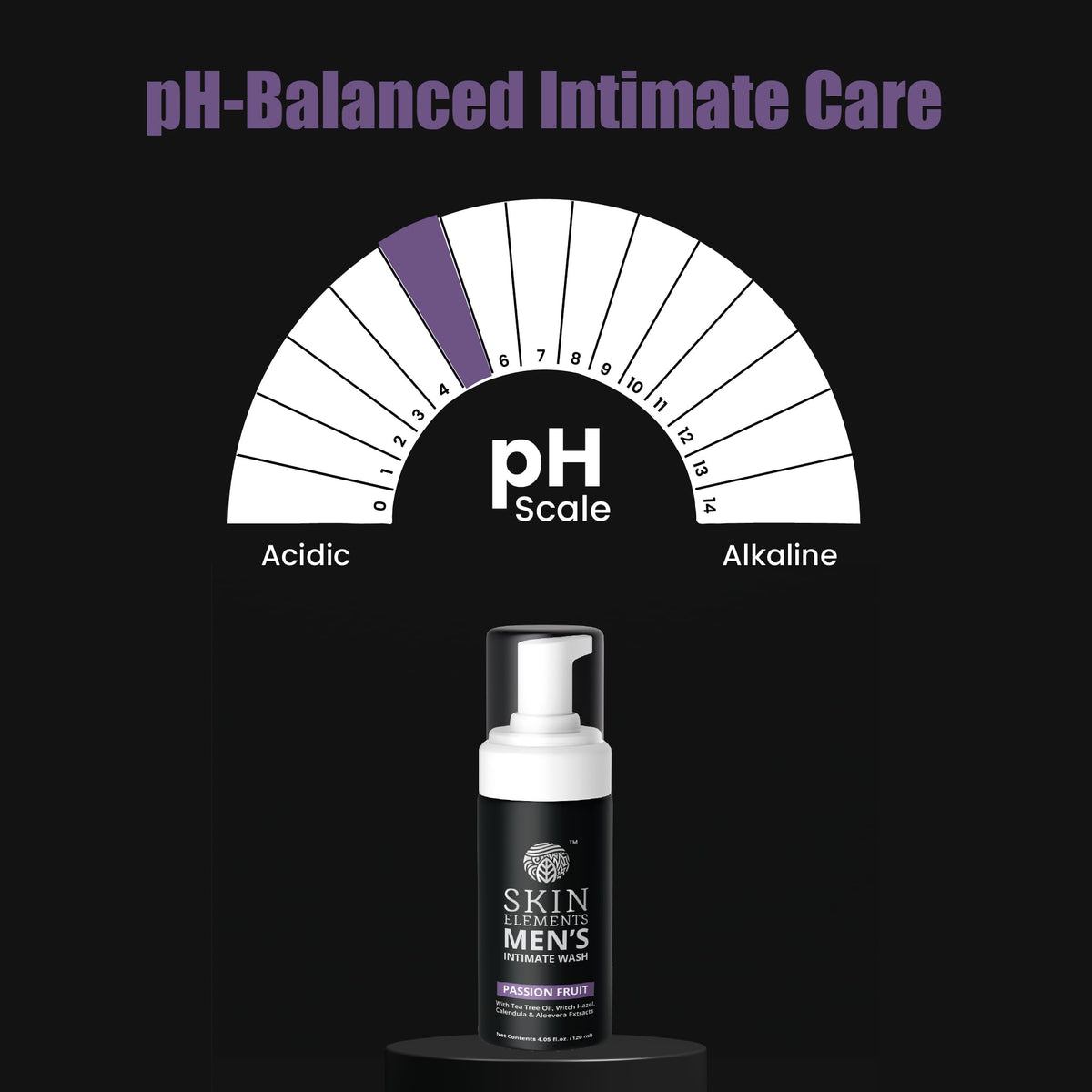Skin Elements bottle in hand showing 4.05 fl oz travel-friendly benefit