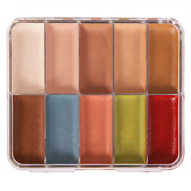 Skin Illustrator palette applied on model cheek illustrating realistic coverage and blendability