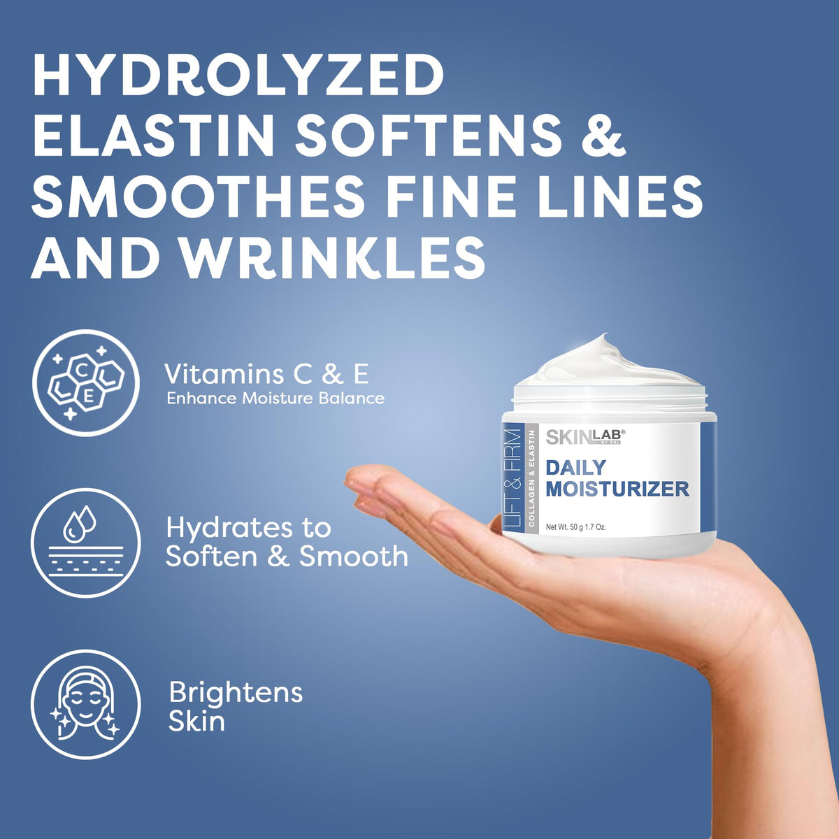 SKIN LAB product being applied on hand showing hydration and fast absorbency benefit