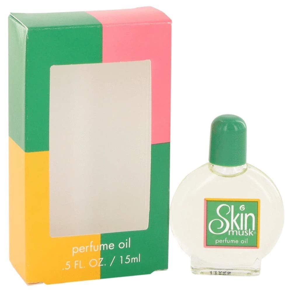 Skin Musk bottle held in hand showing portable 0.5 oz size for touch-ups