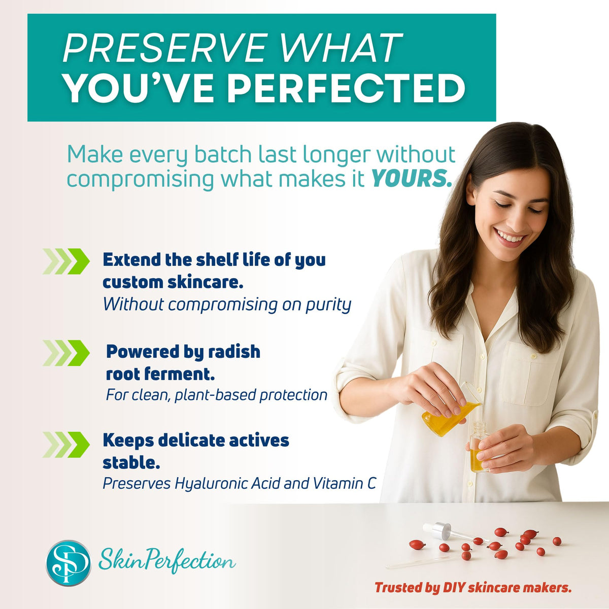 Skin Perfection label close-up highlighting EcoCert approval and ingredient clarity