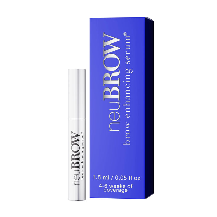 Skin Research Laboratories neuBROW front packaging showing compact serum and label benefits