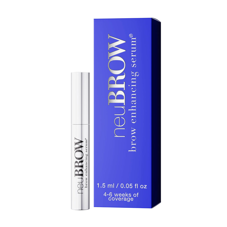 Skin Research Laboratories neuBROW front packaging showing compact serum and label benefits