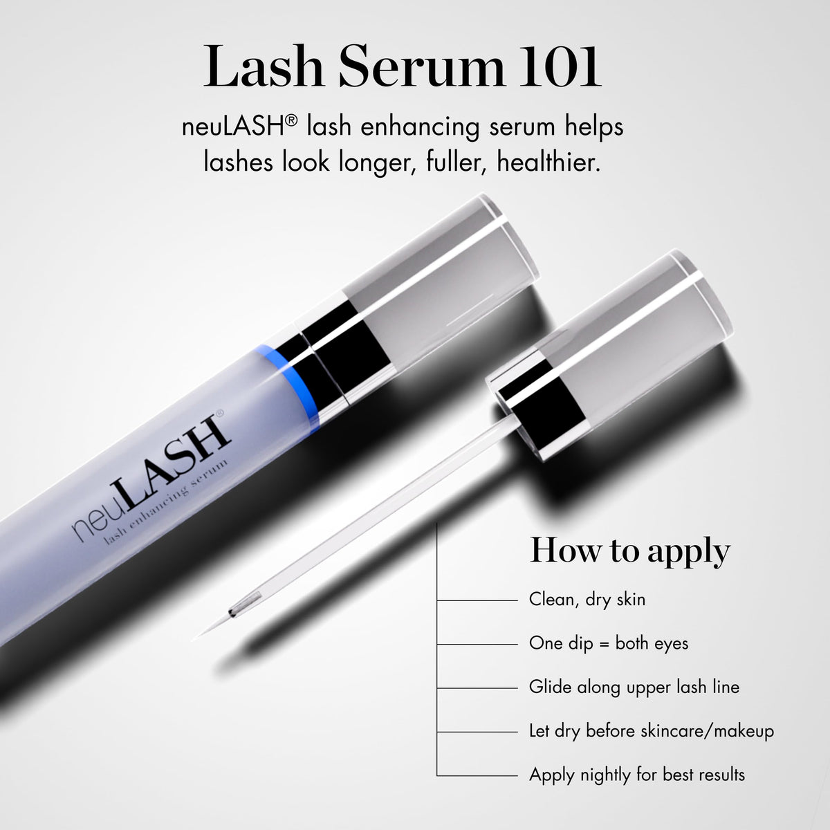 Skin Research Laboratories neuLASH size comparison in hand showing travel-friendly 1mL