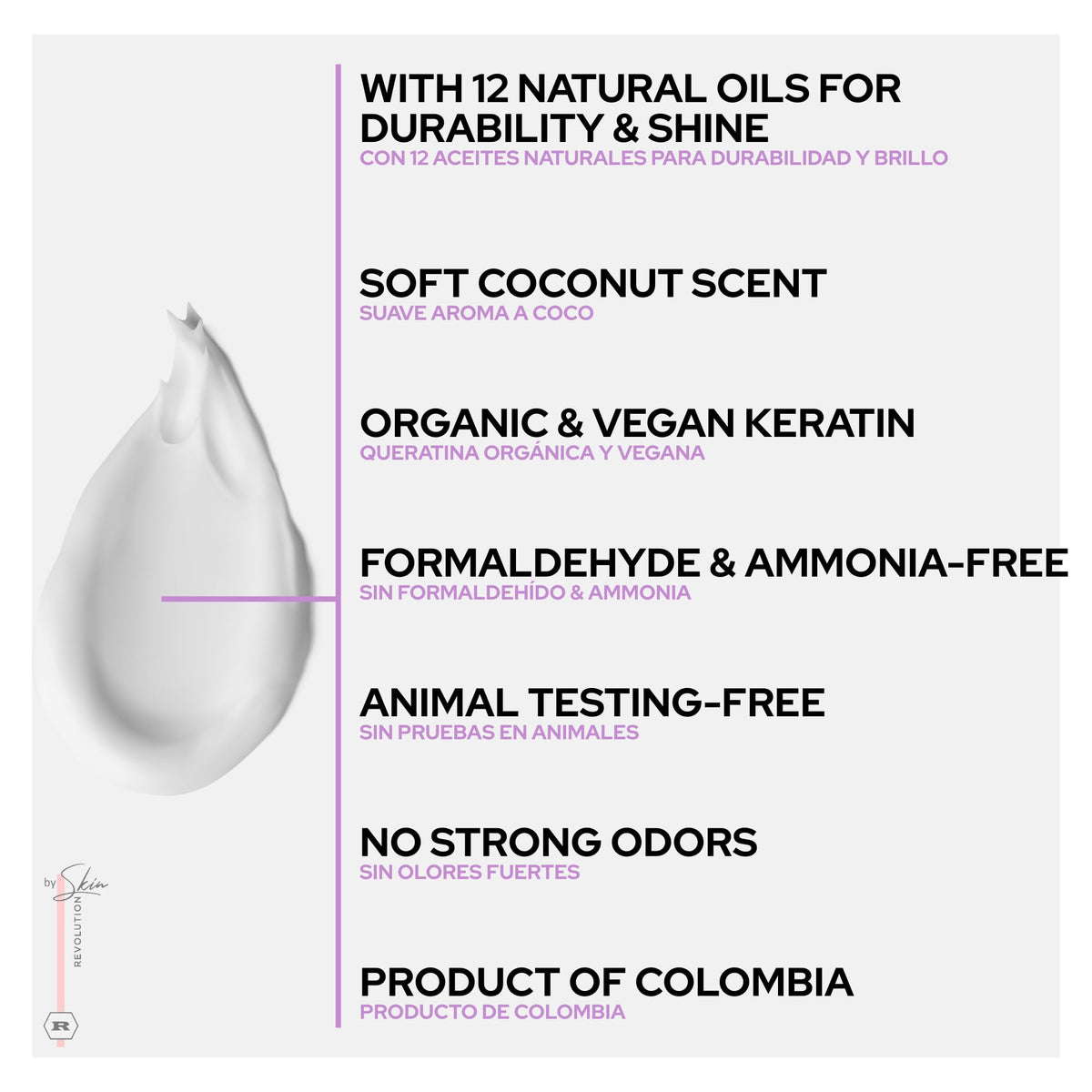 Skin Revolution keratin oils and botanicals display showing natural nutrition