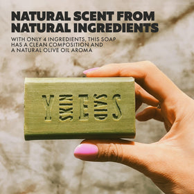 Skin Said Yes close-up of soap texture highlighting smooth olive oil finish and gentle cleanse