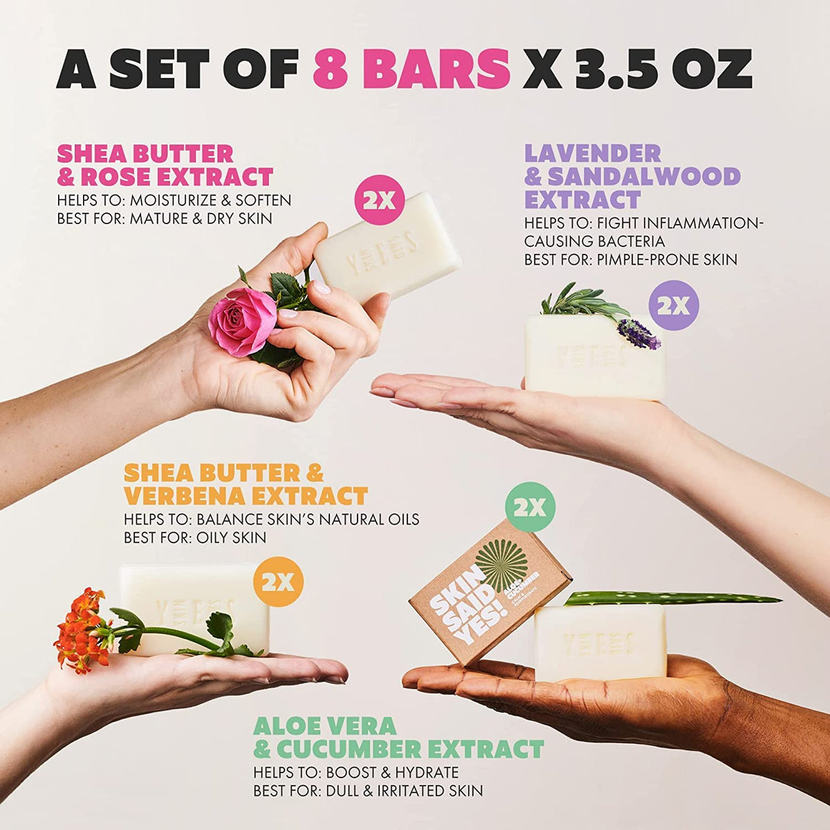 Skin Said Yes soap lather on palm demonstrating gentle rich cleansing foam