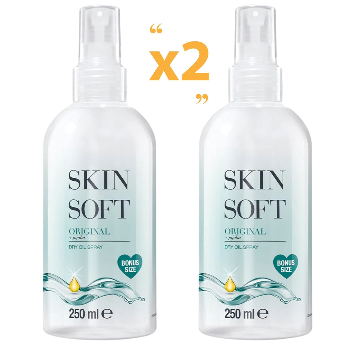Skin So Soft two bottles side-by-side showing pack size and convenience
