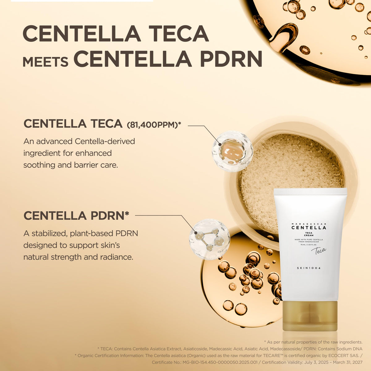 SKIN1004 cream applied on hand illustrating quick absorption benefit
