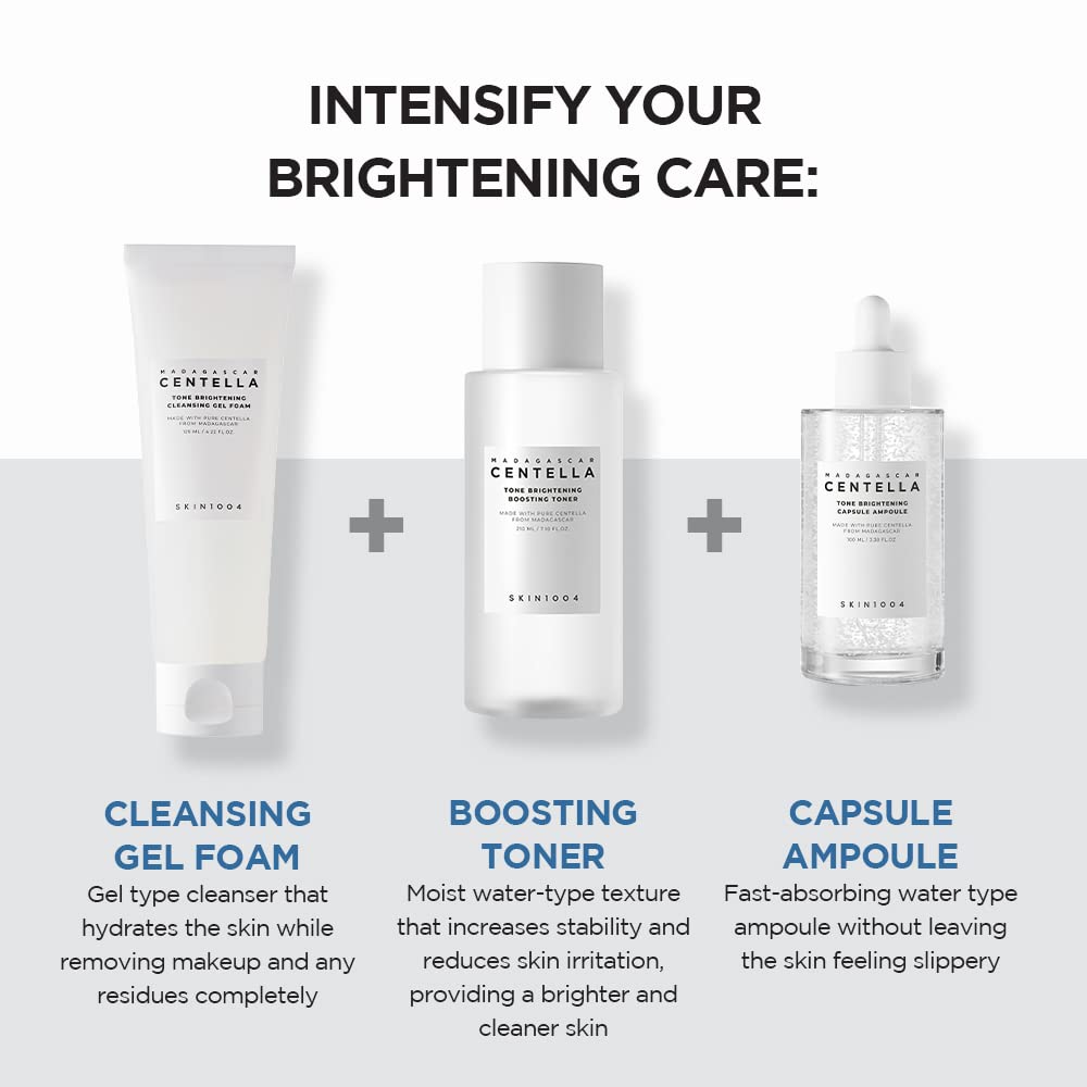SKIN1004 before and after application split, showing improved skin radiance