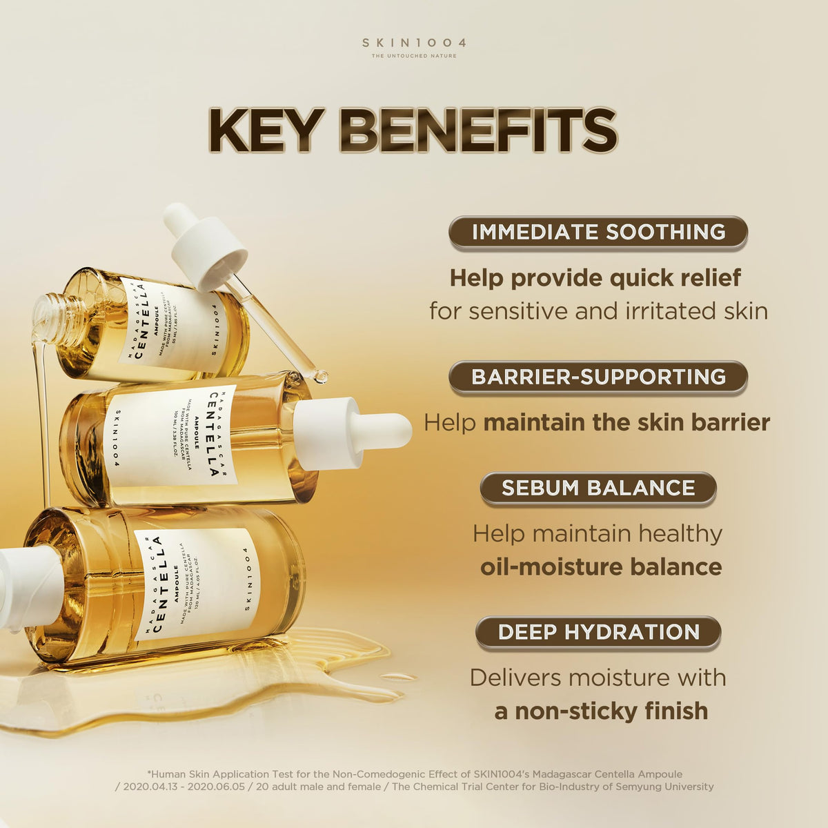 SKIN1004 ampoule dispensing drop to show easy application and quick absorption
