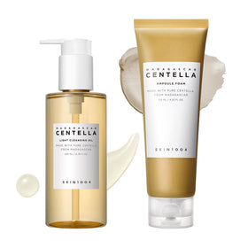SKIN1004 front packaging showing both cleansing oil and ampoule foam, clear set benefit