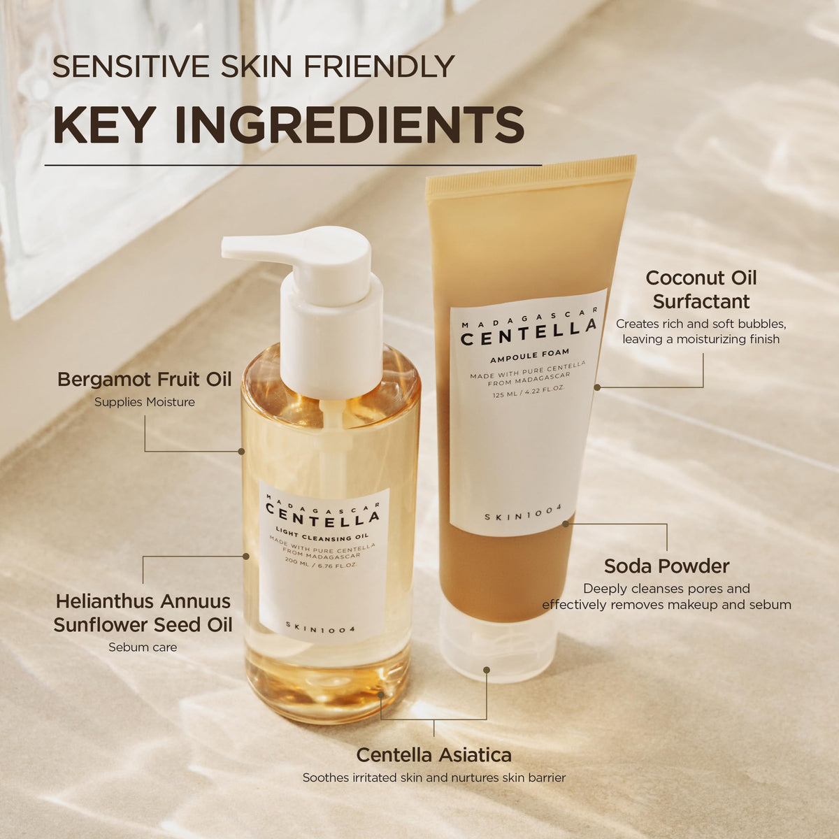 SKIN1004 ingredient label with Madagascar Centella highlighting soothing natural extract benefit