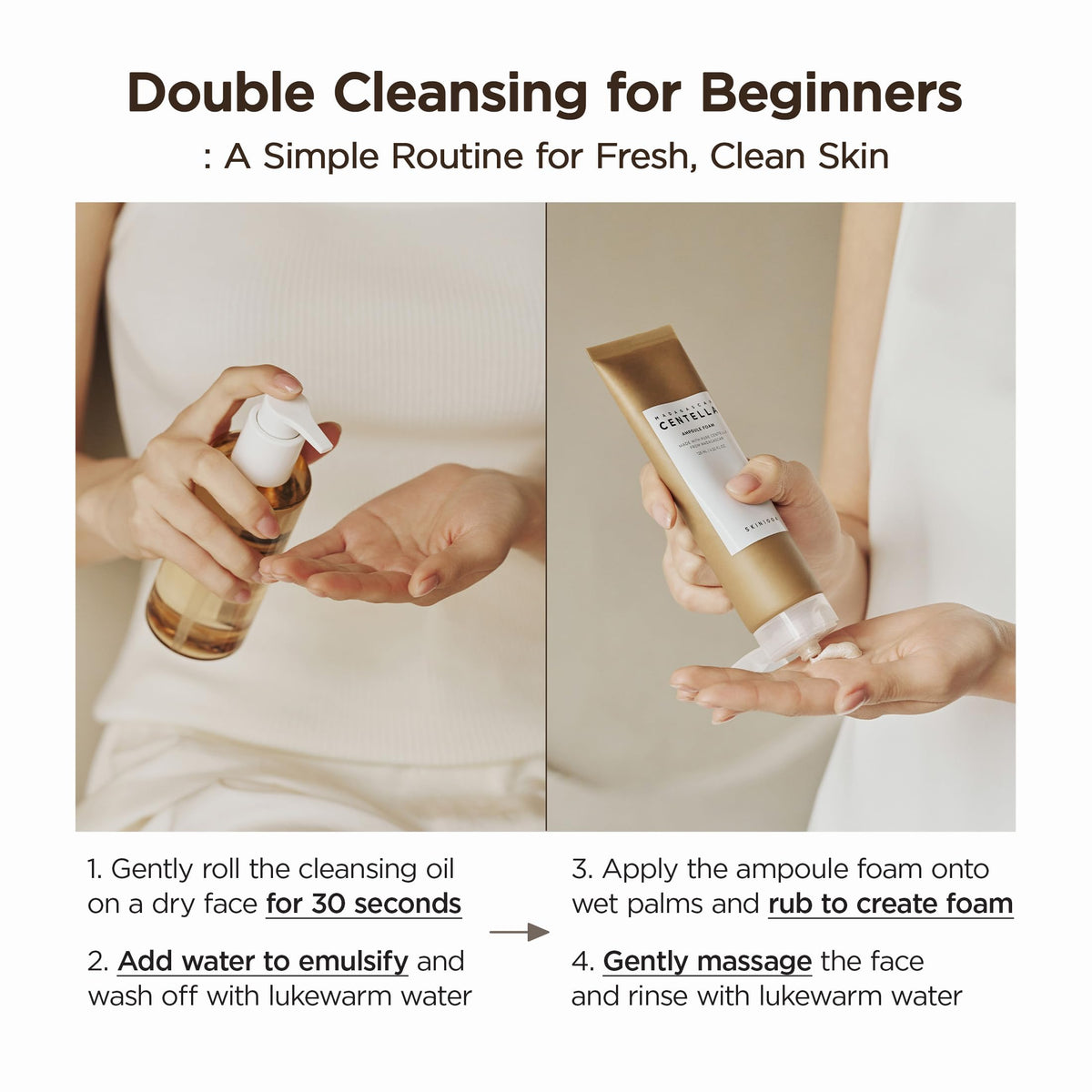 SKIN1004 lifestyle bathroom display showing daily routine convenience and aesthetic benefit