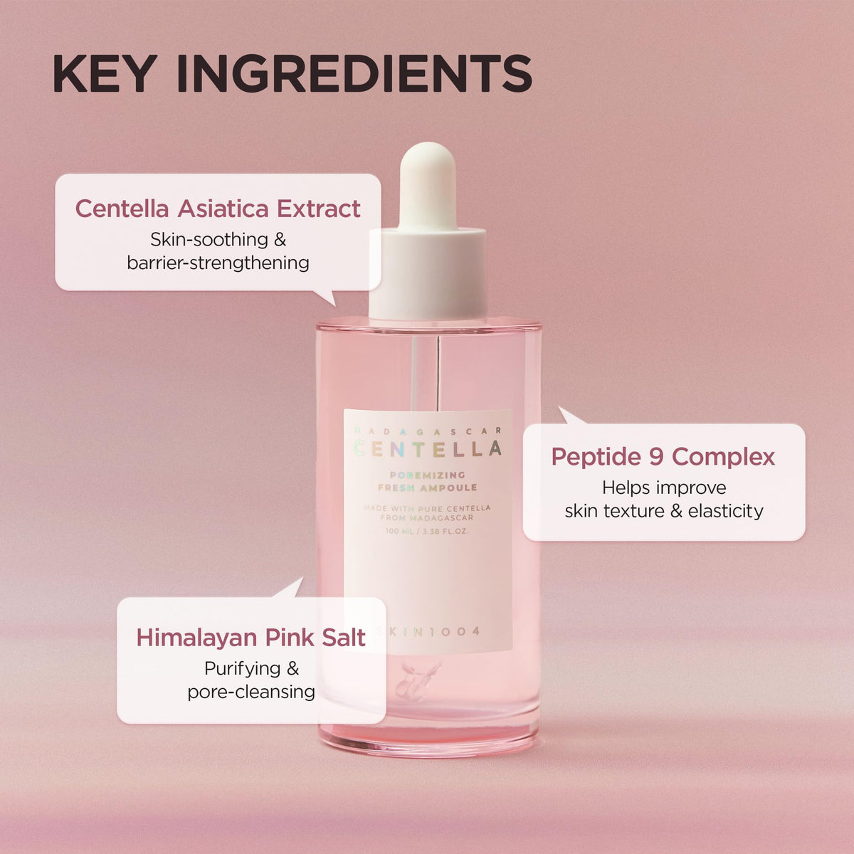 SKIN1004 bottle with open cap showing easy-dropper application benefit
