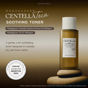 SKIN1004 close-up label highlighting TECA and PDRN for soothing