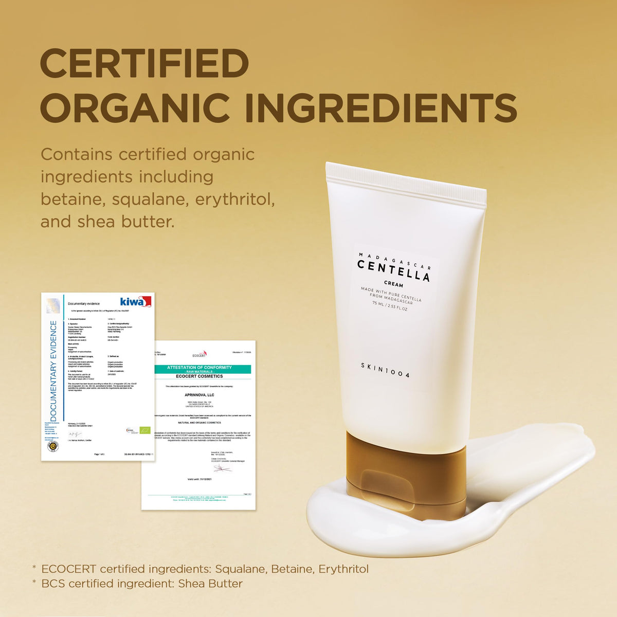 SKIN1004 cream scoop close-up showing smooth texture benefit: easy application