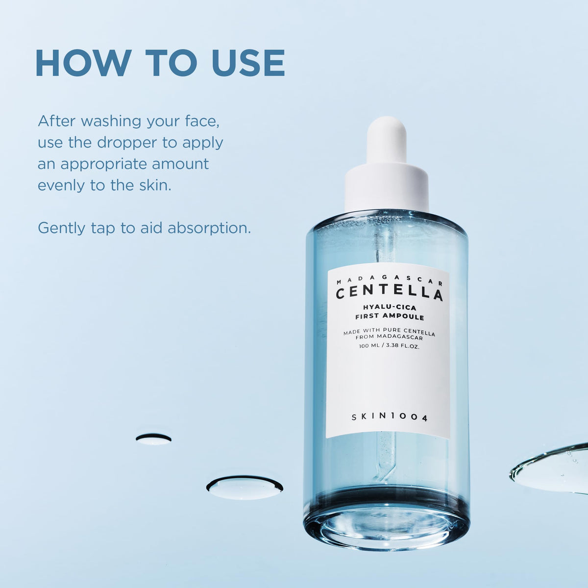 SKIN1004 ampoule on bathroom counter with skincare, promoting routine priming benefit