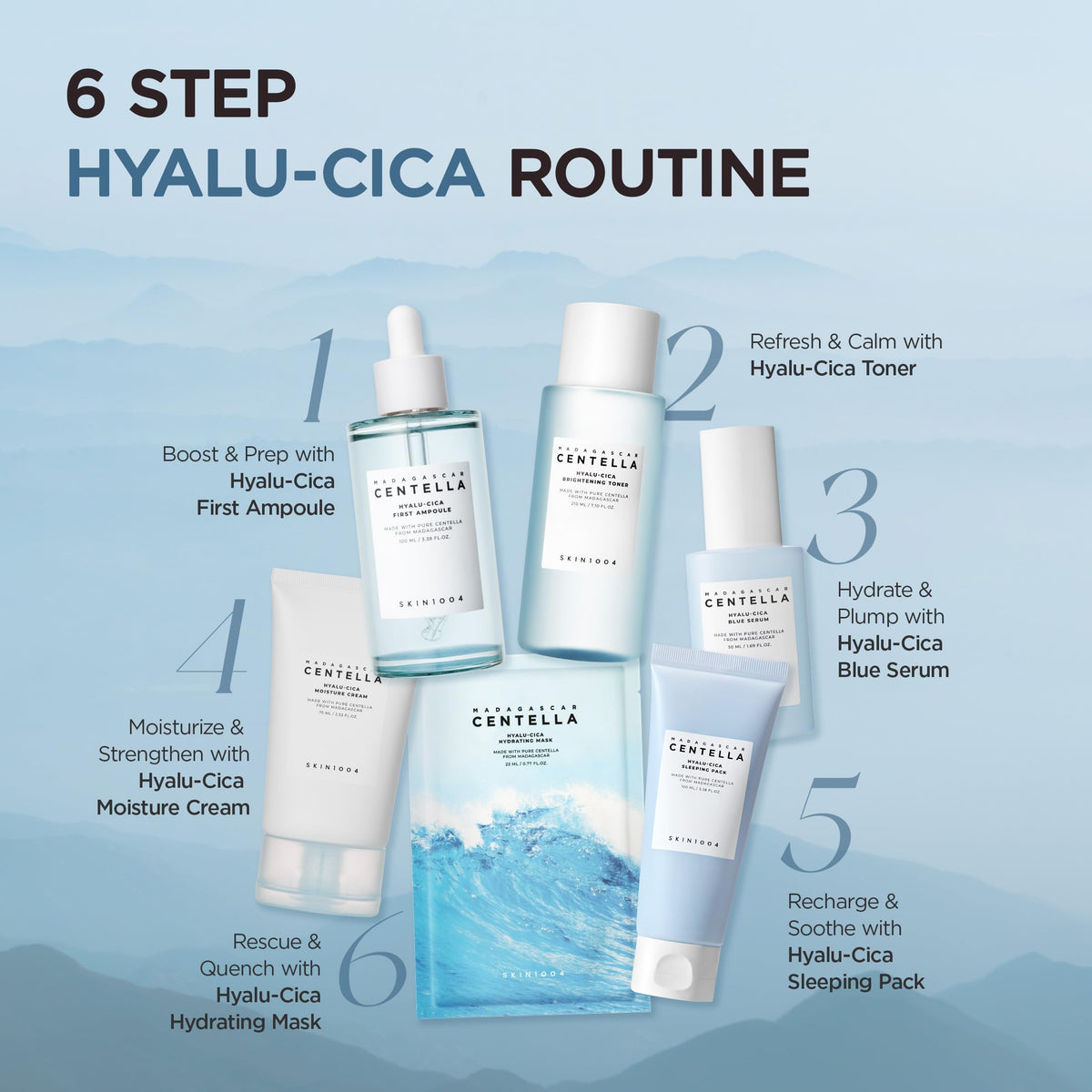 SKIN1004 ampoule staged in bathroom showing routine-ready hydration benefit