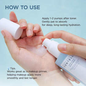 SKIN1004 pipette droplet on fingertip showing precise moisturizing dose