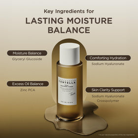 SKIN1004 bottle beside serums in bathroom showing routine prep benefit