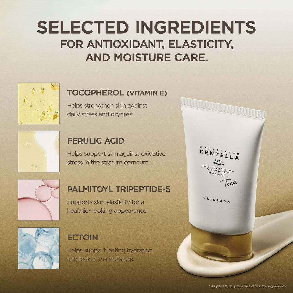 SKIN1004 ingredient label highlighting centella TECA and PDRN benefits