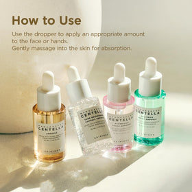 SKIN1004 ampoule kit staged in bathroom, perfect for travel skincare routine