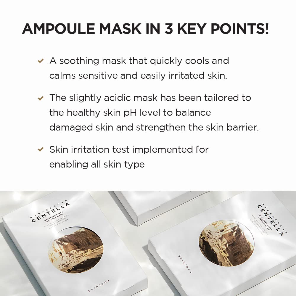 SKIN1004 model wearing gel sheet mask demonstrating cooling, adherent application