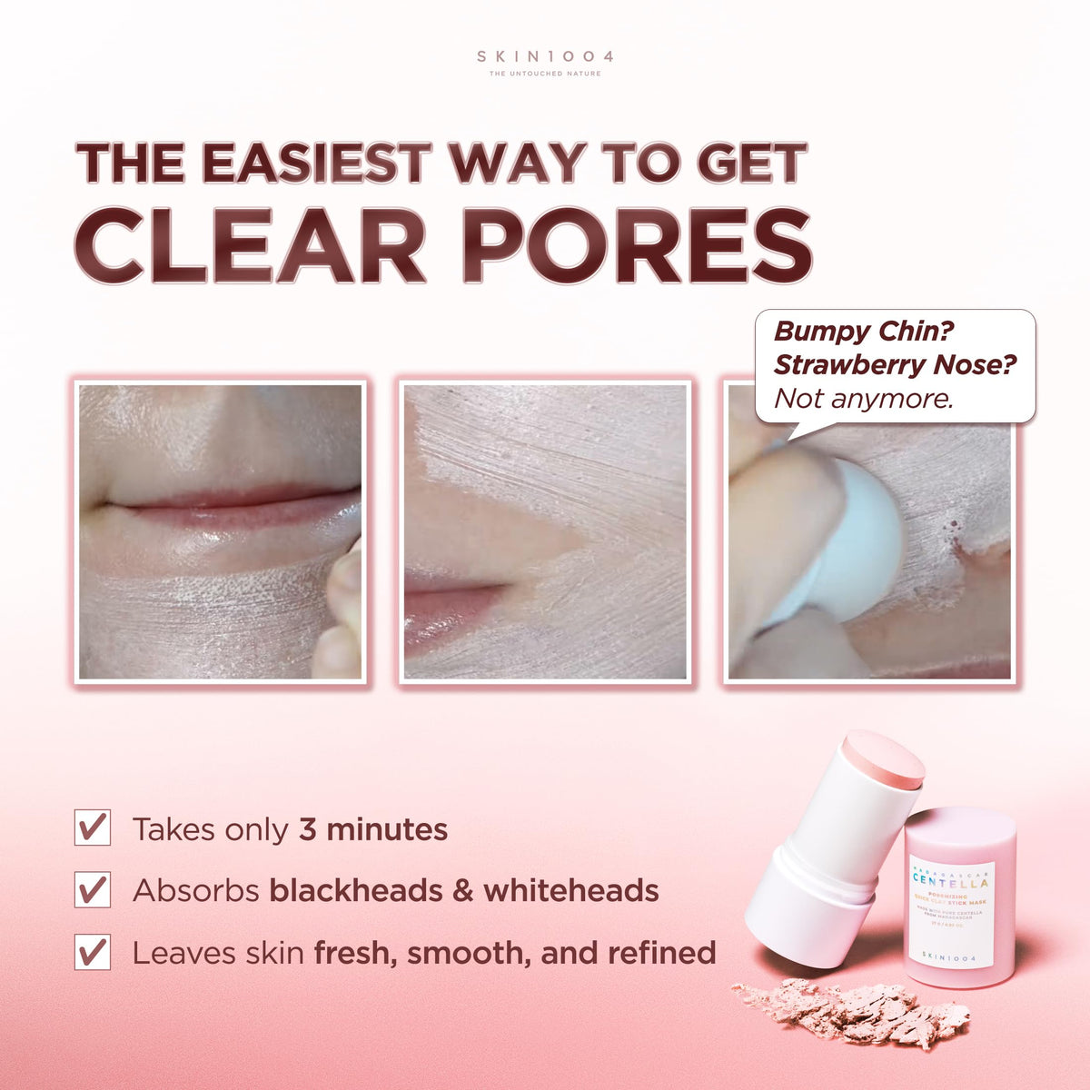 close-up of pink clay texture on stick illustrating gentle polish benefit