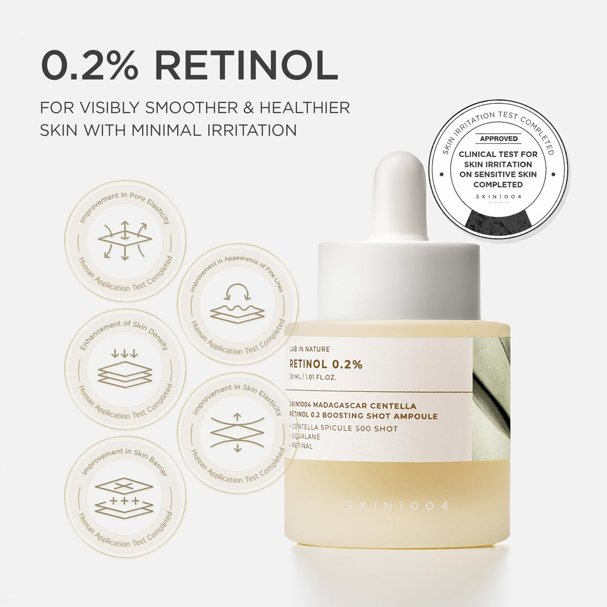 SKIN1004 label and ingredient list emphasizing centella and retinol