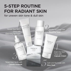 SKIN1004 bottle styled on bathroom shelf conveying everyday routine compatibility benefit