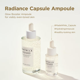 SKIN1004 tone glowing capsule serum droplets, supports even-looking skin