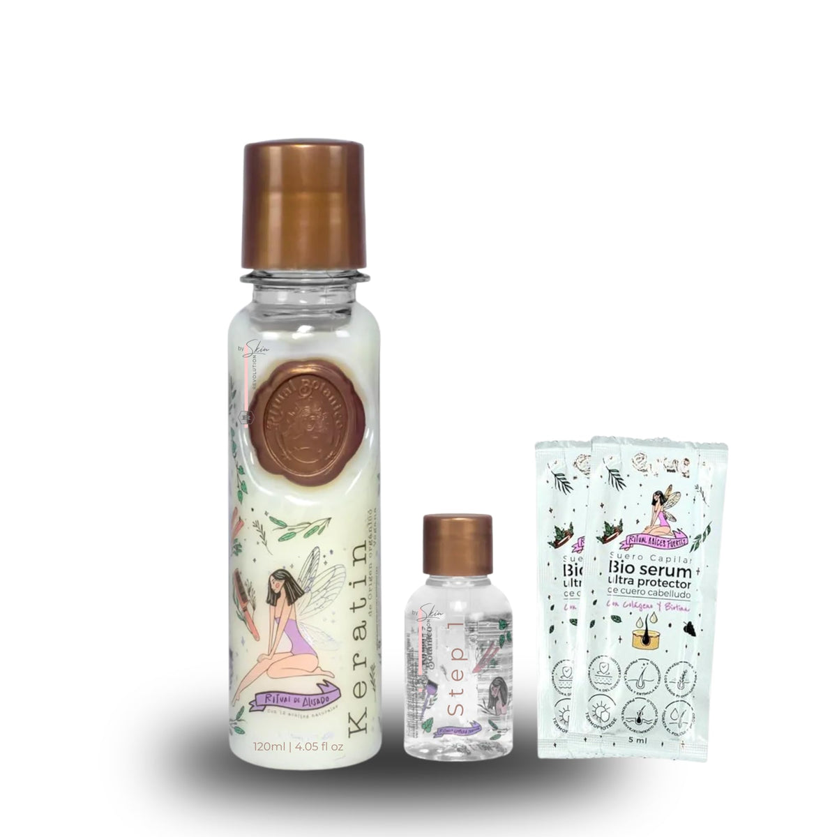 Skin Revolution front packaging showing clean vegan keratin treatment benefits