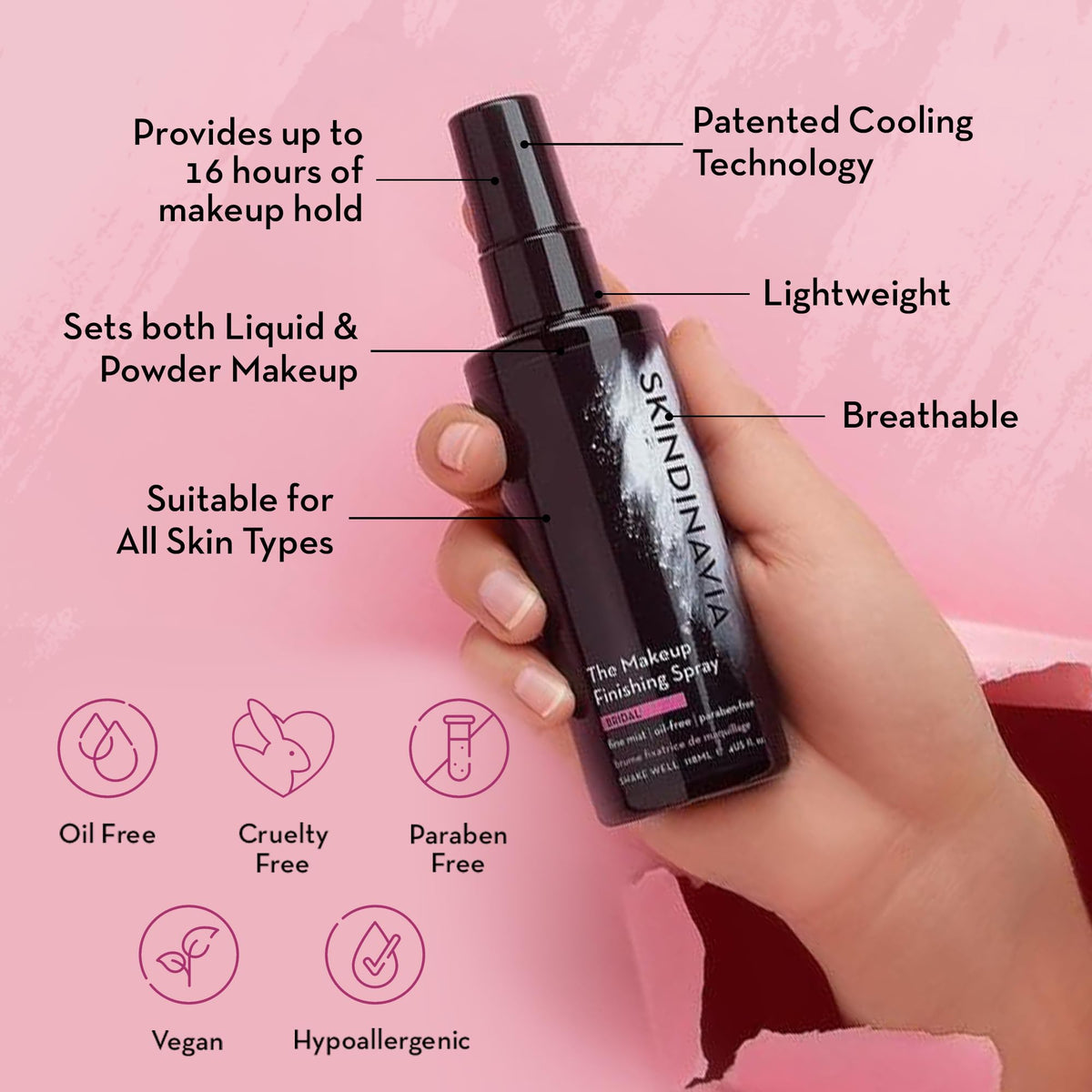 SKINDINAVIA close-up of fine mist texture delivering even coverage and cooling comfort