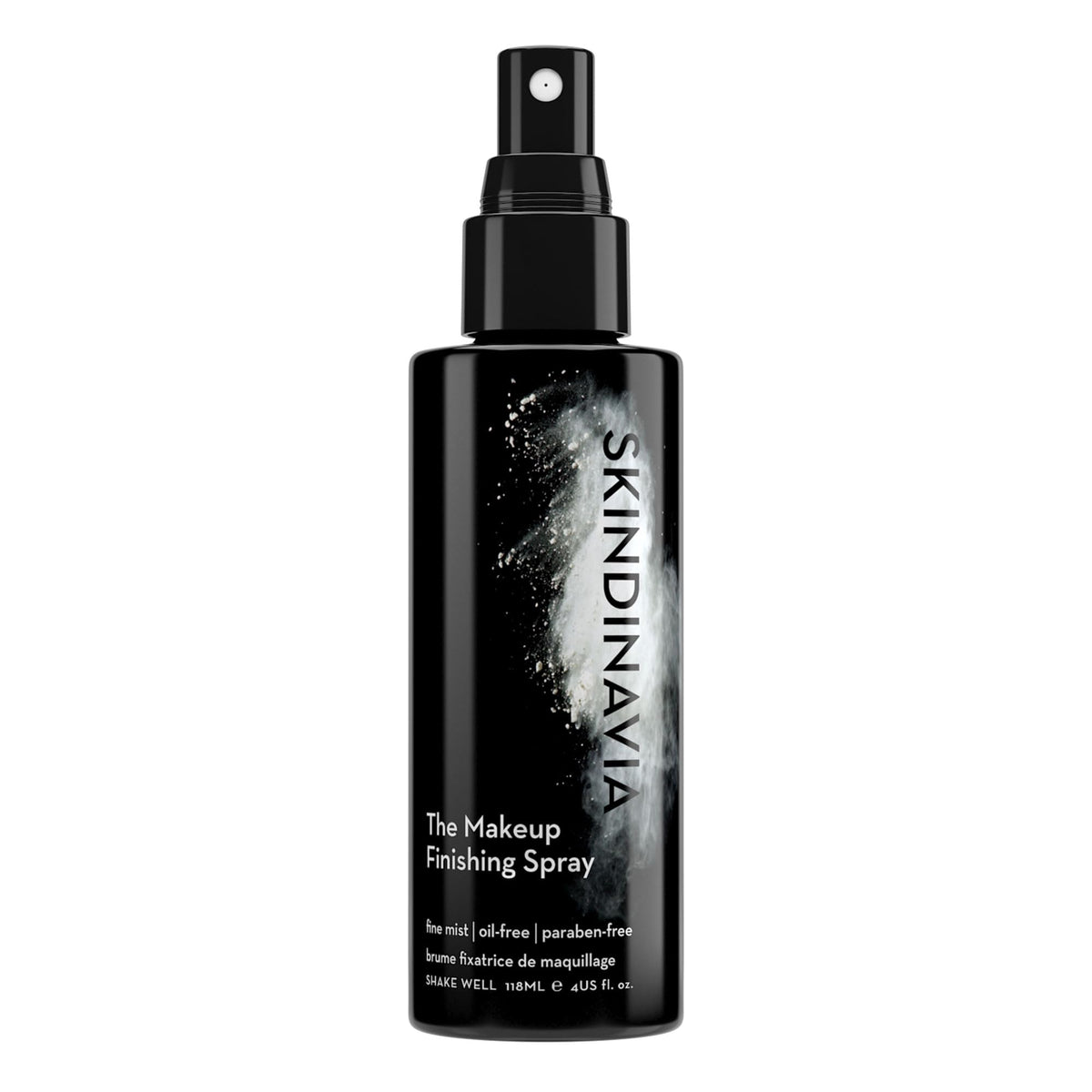 SKINDINAVIA front bottle view showing compact travel-friendly design and long wear benefit